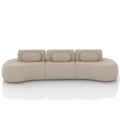 Sofá 4 Lugares 326cm Orgânico Mellanie Veludo Bege Z32 - Mpozenato