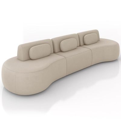 Sofá 4 Lugares 326cm Orgânico Mellanie Veludo Bege Z32 - Mpozenato