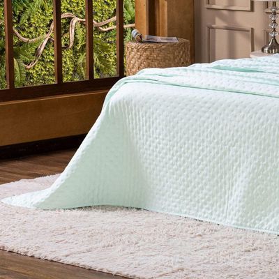 Kit Cobre Leito Colcha King Sublime Com Fronhas 03 Peças - Percal 300 Fios Toque De Pluma, Verde