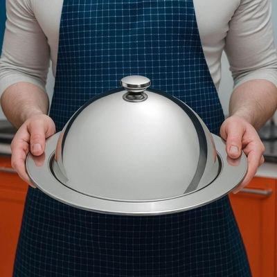 Kit 2 Cloches 24,5cm Aço Inox Tampa para Alimentos Tramontin