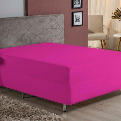 Lençol Com Elástico King Nobre 1 Peça Luva De Box 55cm De Altura Malha 100% Algodão - Pink