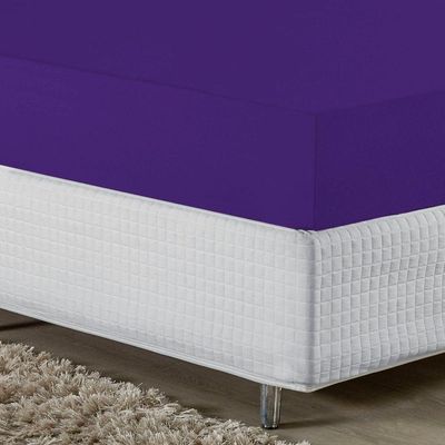 Lençol Com Elástico Casal Nobre Viúva 1 Peça 30cm De Altura Malha 100% Algodão - Roxo