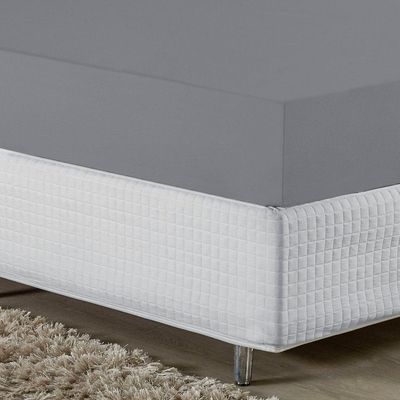 Lençol Com Elástico King Nobre 1 Peça 30cm De Altura Malha 100% Algodão - Cinza