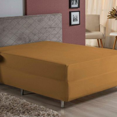Lençol Com Elástico Casal Nobre 1 Peça Luva De Box 55cm De Altura Malha 100% Algodão - Cobre