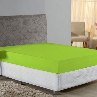 Lençol Com Elástico Queen Nobre 1 Peça 30cm De Altura Malha 100% Algodão - Pistache