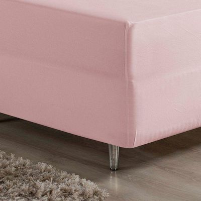 Lençol Com Elástico Casal Nobre 1 Peça Luva De Box 55cm De Altura Malha 100% Algodão - Rosa