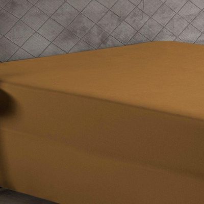 Lençol Com Elástico Casal Nobre 1 Peça Luva De Box 55cm De Altura Malha 100% Algodão - Cobre
