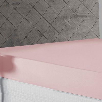 Lençol Com Elástico Casal Nobre Viúva 1 Peça 30cm De Altura Malha 100% Algodão - Rosa
