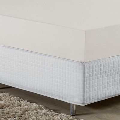 Lençol Com Elástico Queen Nobre 1 Peça 30cm De Altura Malha 100% Algodão - Palha