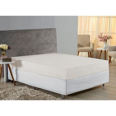 Lençol Com Elástico Queen Nobre 1 Peça 30cm De Altura Malha 100% Algodão - Palha