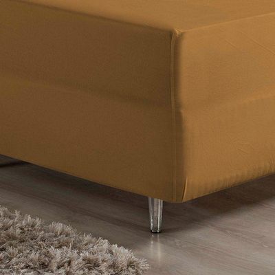 Lençol Com Elástico Queen Nobre 1 Peça Luva De Box 55cm De Altura Malha 100% Algodão - Cobre