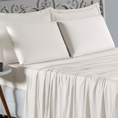 Jogo De Cama King Nobre 4 Peças Lençol Com Elástico De 30cm De Altura Malha 100% Algodão - Palha