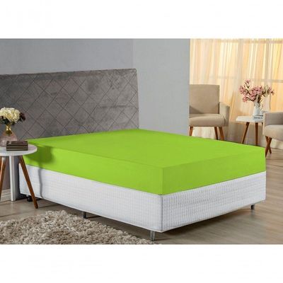 Lençol Com Elástico Queen Nobre 1 Peça 30cm De Altura Malha 100% Algodão - Pistache