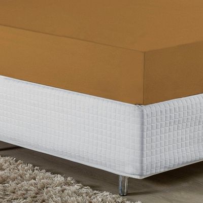 Lençol Com Elástico Queen Nobre 1 Peça 30cm De Altura Malha 100% Algodão - Cobre