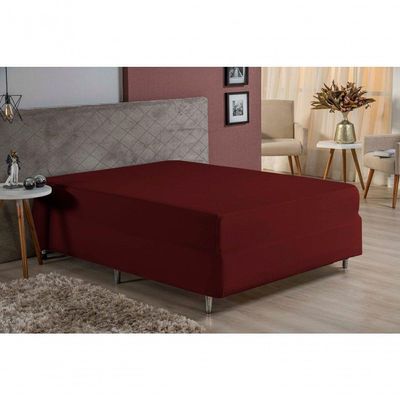 Lençol Com Elástico King Nobre 1 Peça Luva De Box 55cm De Altura Malha 100% Algodão - Vinho