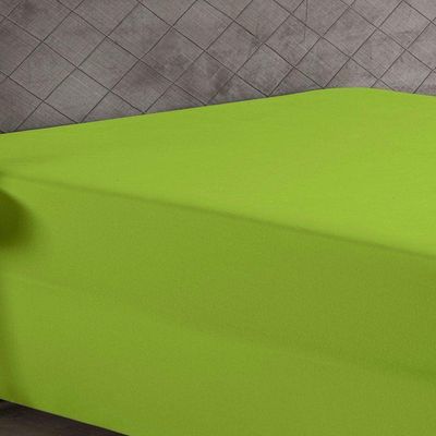 Lençol Com Elástico Casal Nobre 1 Peça Luva De Box 55cm De Altura Malha 100% Algodão - Pistache