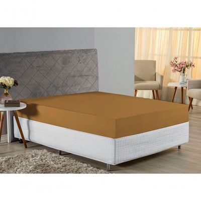 Lençol Com Elástico Queen Nobre 1 Peça 30cm De Altura Malha 100% Algodão - Cobre