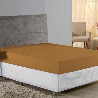 Lençol Com Elástico Queen Nobre 1 Peça 30cm De Altura Malha 100% Algodão - Cobre