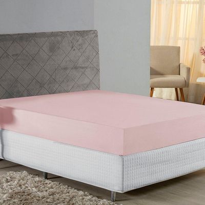 Lençol Com Elástico Casal Nobre Viúva 1 Peça 30cm De Altura Malha 100% Algodão - Rosa