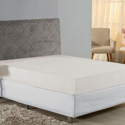 Lençol Com Elástico Queen Nobre 1 Peça 30cm De Altura Malha 100% Algodão - Palha