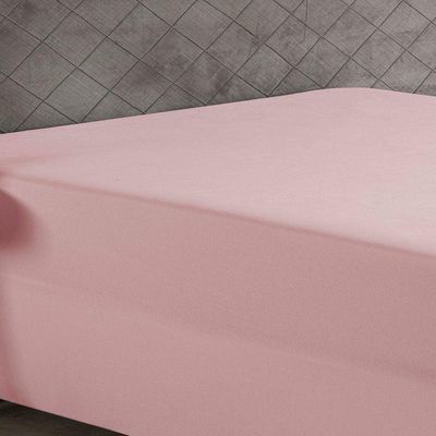 Lençol Com Elástico Casal Nobre 1 Peça Luva De Box 55cm De Altura Malha 100% Algodão - Rosa