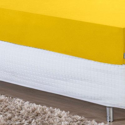 Lençol Com Elástico Solteirão Nobre 1 Peça 30cm De Altura Malha 100% Algodão - Amarelo