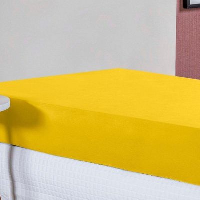 Lençol Com Elástico Solteirão Nobre 1 Peça 30cm De Altura Malha 100% Algodão - Amarelo