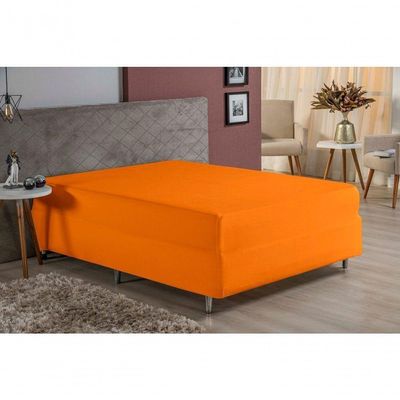 Lençol Com Elástico Queen Nobre 1 Peça Luva De Box 55cm De Altura Malha 100% Algodão - Laranja