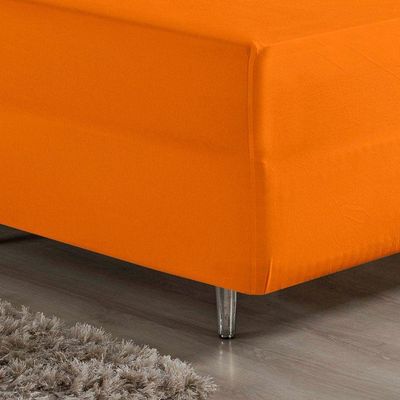 Lençol Com Elástico Queen Nobre 1 Peça Luva De Box 55cm De Altura Malha 100% Algodão - Laranja