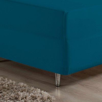 Lençol Com Elástico Queen Nobre 1 Peça Luva De Box 55cm De Altura Malha 100% Algodão - Petróleo