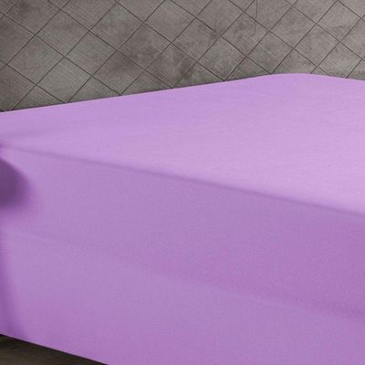 Lençol Com Elástico Casal Nobre 1 Peça Luva De Box 55cm De Altura Malha 100% Algodão - Lilás
