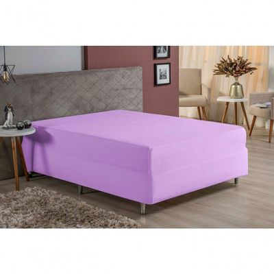 Lençol Com Elástico Casal Nobre 1 Peça Luva De Box 55cm De Altura Malha 100% Algodão - Lilás