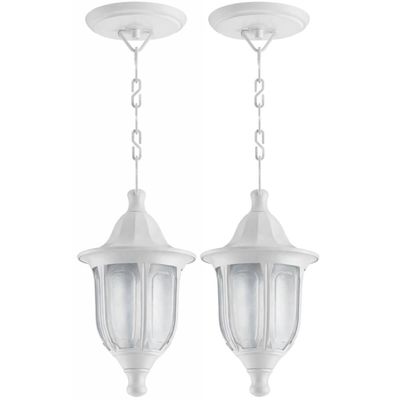 Jogo 2 Luminárias de Teto Modena Lente Fosca 52cm Pendentes Bivolt E27 Branco Dital