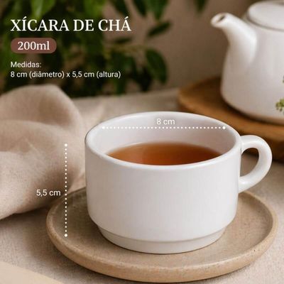 Xícara de Chá Essenza 200ml Branca Opalino Restaurante Hotel Profissional Avulsa