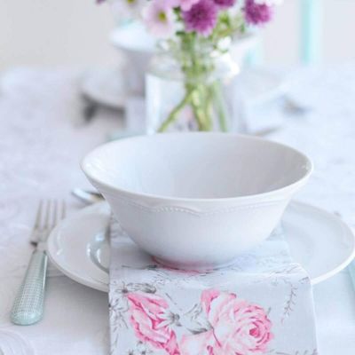 Conjunto 12 Pratos Rasos de Sobremesa 20cm para Doces Porcelana Branco Relevo Cottage Germer