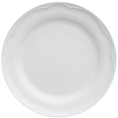 Prato Raso Germer Porcelana 25cm Branco Relevo Cottage Avulso Redondo