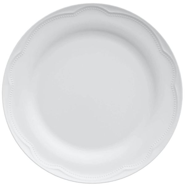 Prato Raso Germer Porcelana 25cm Branco Relevo Cottage Avulso Redondo