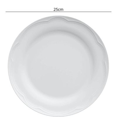 Prato Raso Germer Porcelana 25cm Branco Relevo Cottage Avulso Redondo