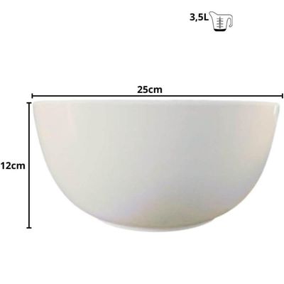 Jogo 2 Bowls de Melamina Brancos Restaurante Tigelas 3,5L Cumbucas Grandes