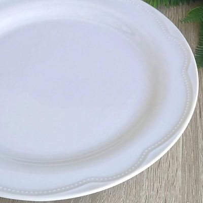 Prato Raso Germer Porcelana 25cm Branco Relevo Cottage Avulso Redondo