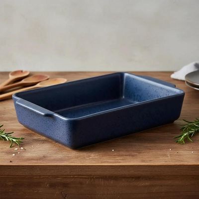 Travessa Refratário Cerâmica Wolff Mist Azul Matte 36x22,5cm Assadeira Retangular com Alças