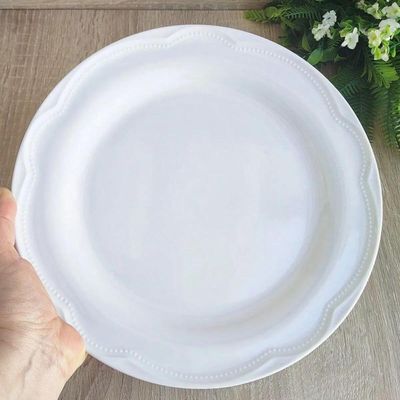 Prato Raso Germer Porcelana 25cm Branco Relevo Cottage Avulso Redondo