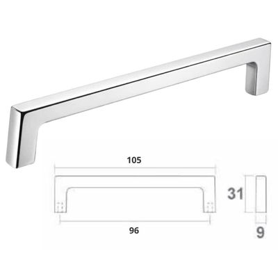 Kit 25 Puxadores Alça Mano 9,6cm Cromado Bigfer Cozinha Balcão Gavetas
