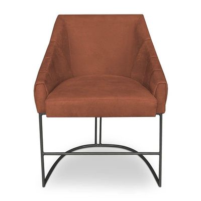 Kit 6 Poltronas Luxo Alana Veludo Base Ferro Preto - Pallazio Cor Terracota