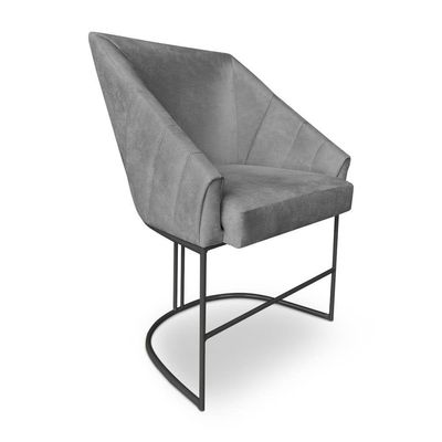 Kit 6 Poltronas Luxo Alana Veludo Grafite Base Ferro Preto - Pallazio