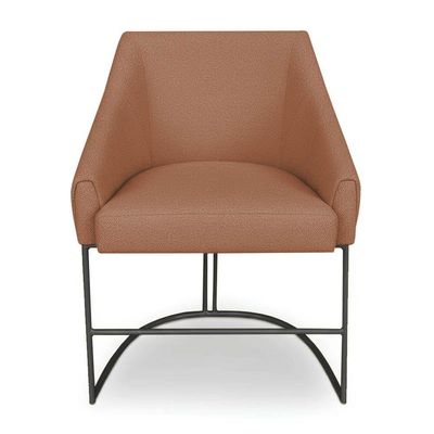 Kit 6 Poltronas Luxo Alana Bouclê Terracota Base Ferro Preto - Pallazio