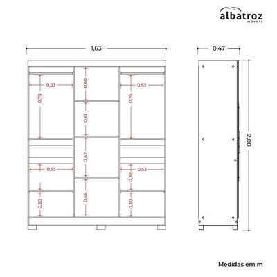 Guarda Roupa Solteiro Olímpia 10 Portas 2 Gavetas Cinamomo-sálvia - Móveis Albatroz Cinamomo-sálvia