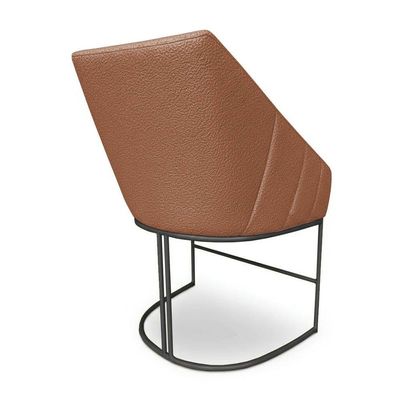 Kit 6 Poltronas Luxo Alana Bouclê Terracota Base Ferro Preto - Pallazio
