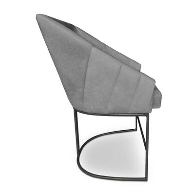 Kit 6 Poltronas Luxo Alana Veludo Grafite Base Ferro Preto - Pallazio