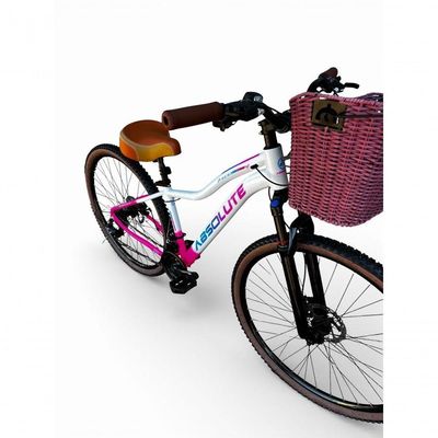 Bicicleta Aro 29 Feminina Absolute Hera Retrô Vintage 21v Hidráulica Selim  Cesta Branco-rosa Tam 15